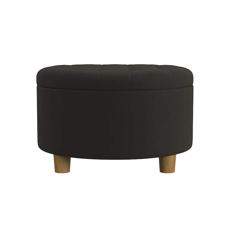 HomePop Button Tufted Round Storage Ottoman