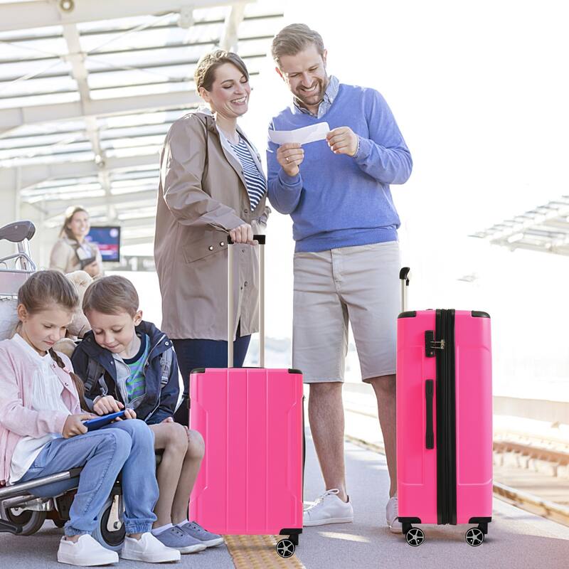 Hardshell Luggage 3-Piece Set with Expandable Storage, Spinner Wheels and Telescopic Handle, for Boarding Travel