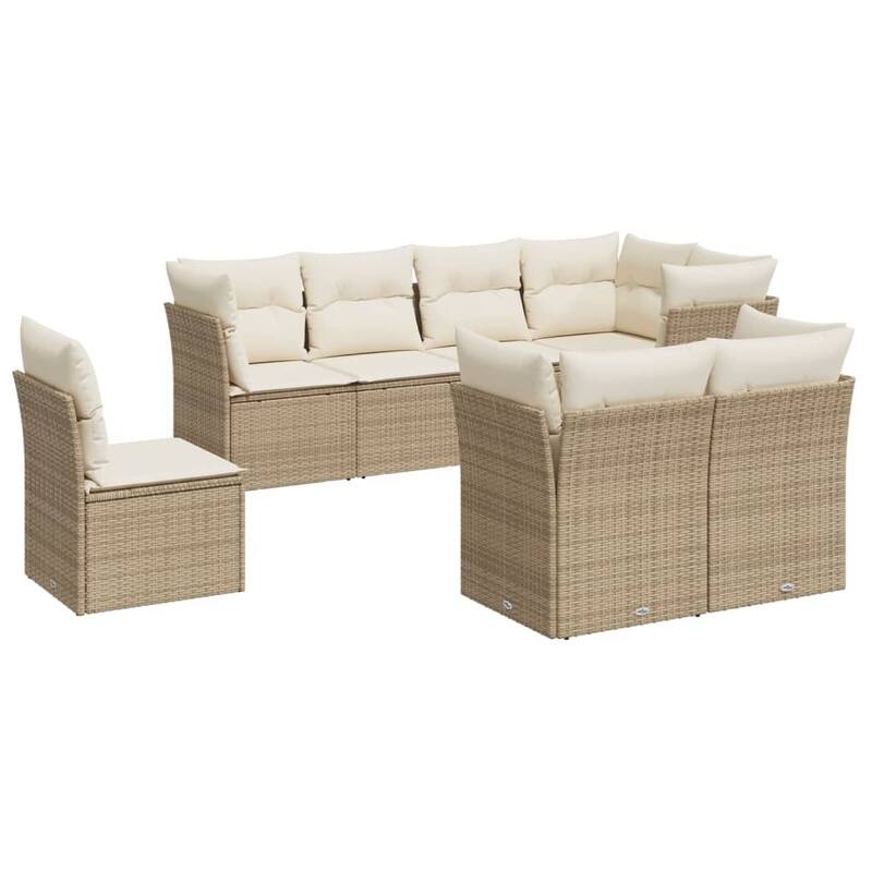 vidaXL Garden Sofa Set Beige PE rattan 8 piece set Modular - 24.4 x 24.4 x 27.2