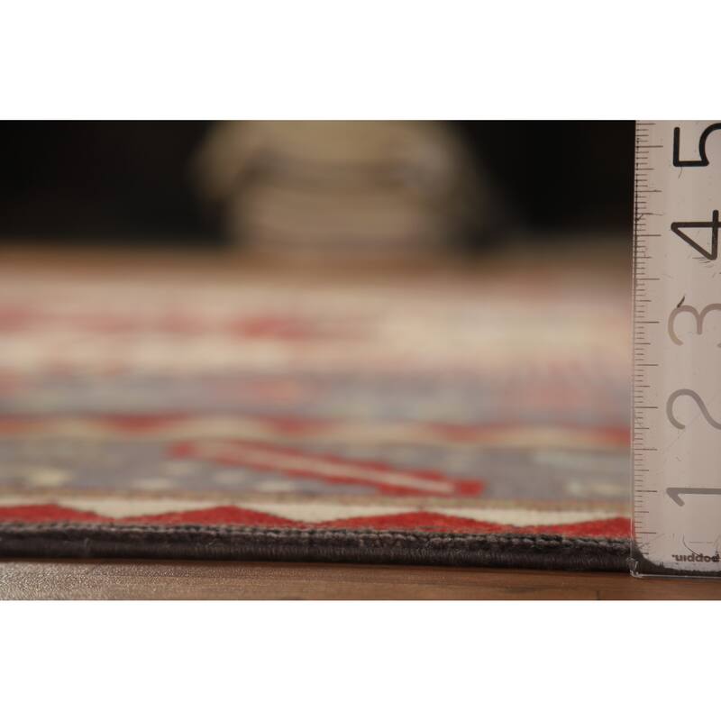 Hand Knotted Oriental 100% Wool Carpet Traditional Geometric Greys & Charcoal Kazak Area Rug - 10' 4'' X 8' 2''