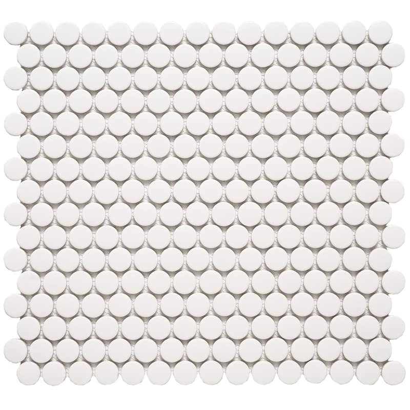 Rivonia 0.75 inch Glossy Penny Round - 5 Sheets (4.95 sf) - White