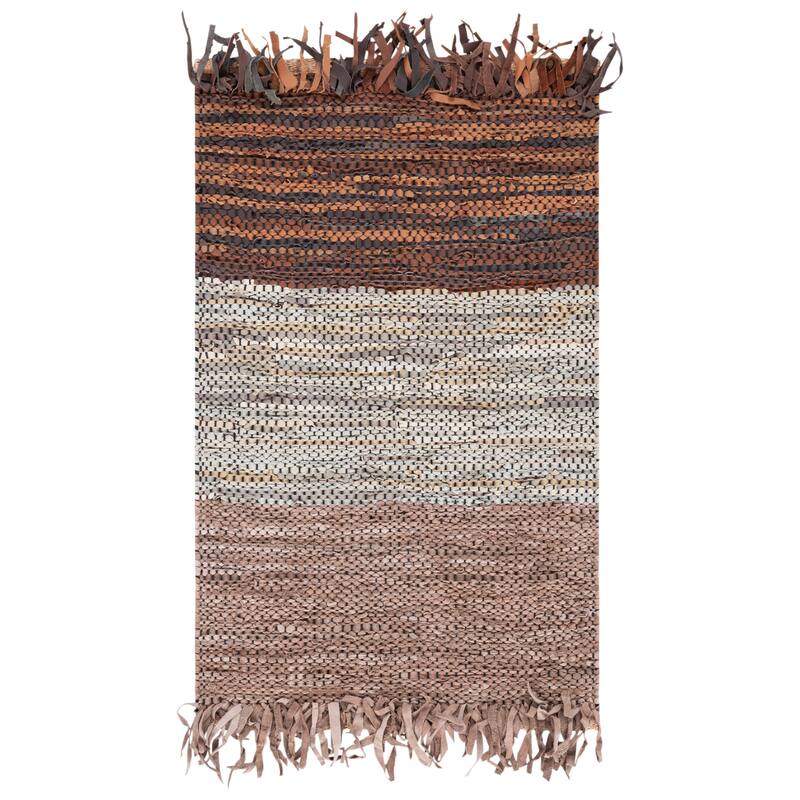 SAFAVIEH Handmade Vintage Leather Joell Modern & Contemporary Leather - 5' x 8' - Rust/Grey - Runner/Rectangle