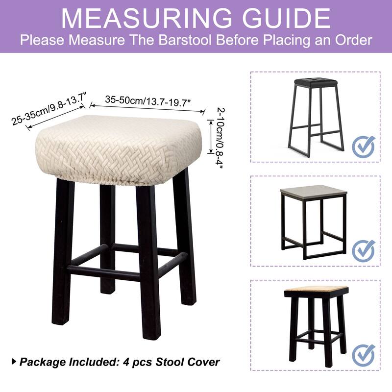 4pcs Stool Covers Rectangle, Bar Stool Covers Saddle Seat Cover - Beige