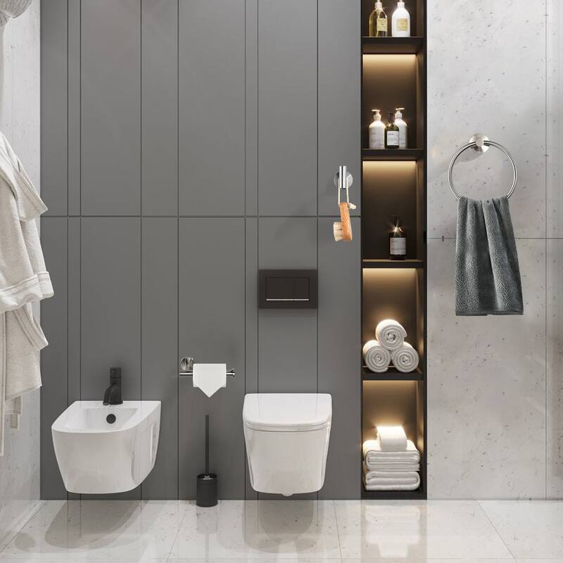 3-Piece Bathroom Hardware Set Bathroom Hardware Accessories Sets SUS304 Stainless Steel Bath Shower Set - N/A