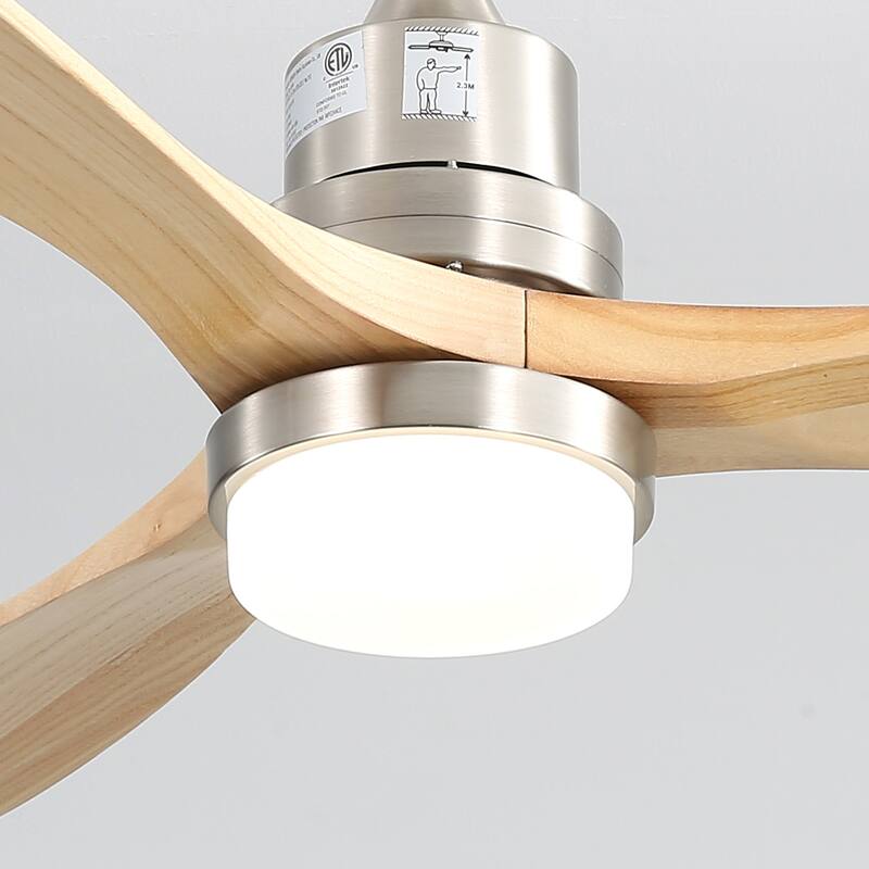 Sofucor 48/52 Inch Wood Ceiling Fan with Light and Remote/Smart App Voice Control, Dimmable Lights Included