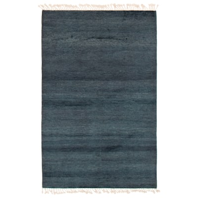 ECARPETGALLERY Hand-knotted Pak Finest Gabbeh Dark Blue Wool Rug - 4'1 x 6'2