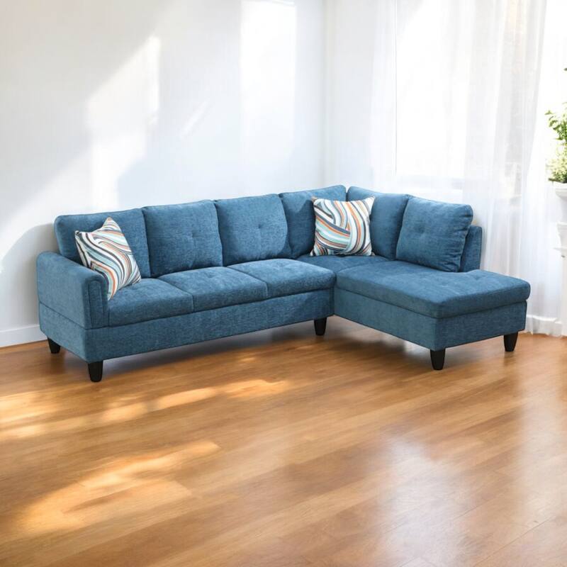 KISRAIS 97" Wide 2-Piece Flannel Sectional Sofa for Small Spaces