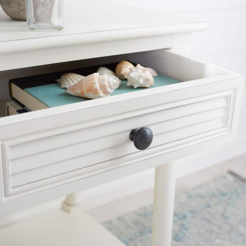 SAFAVIEH Eleanore 1-Drawer Lower Shelf Nightstand Accent Table - 19" W x 15.8" L x 26" H - 19Wx16Dx26H - Distressed White