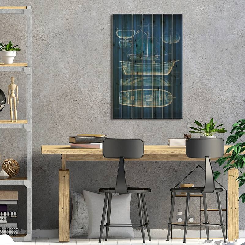 Antique Ship Blueprint II Print On Wood by Vision Studio - Multi-Color