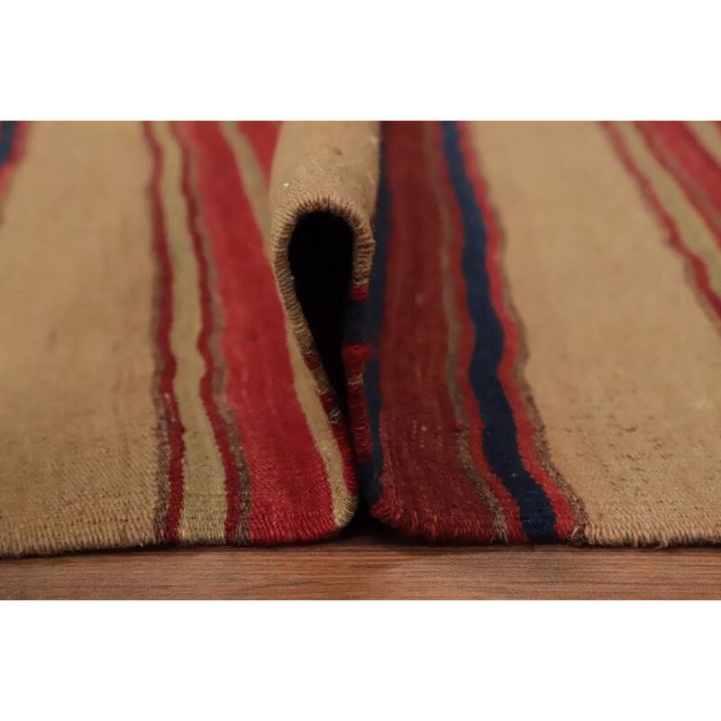 Hand Woven Oriental 100% Wool Carpet Southwestern Geometric Multi-Colored Kilim Area Rug - 8' 6'' X 5' 1''