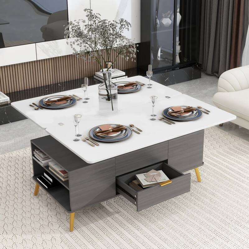 Lift Top Coffee Table with Drawers and Multi Functional Table