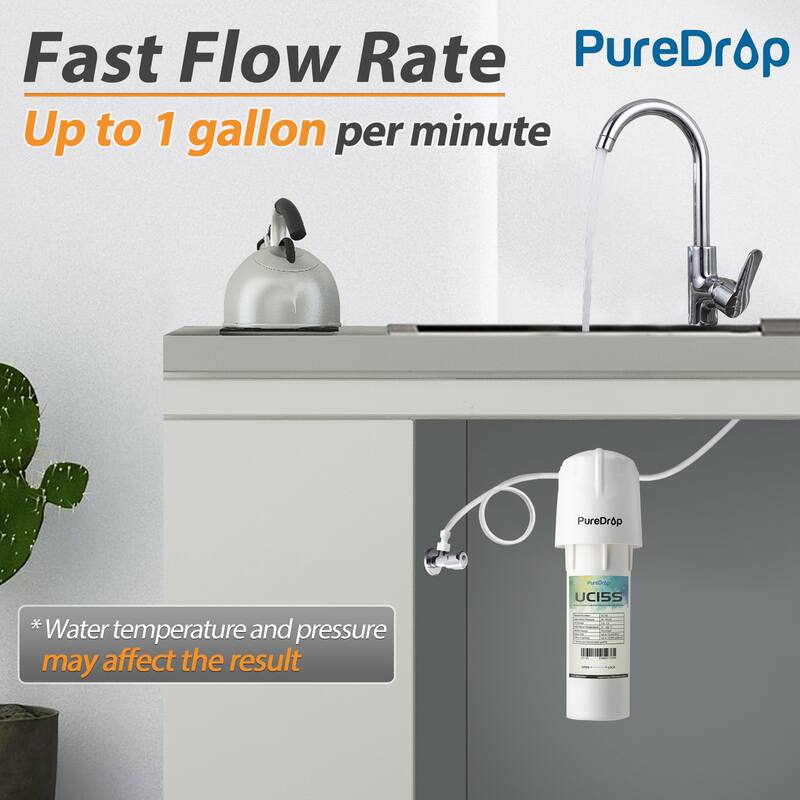 Puredrop UC15S Under Sink Water Filtration System, 10K Gallons Capacity