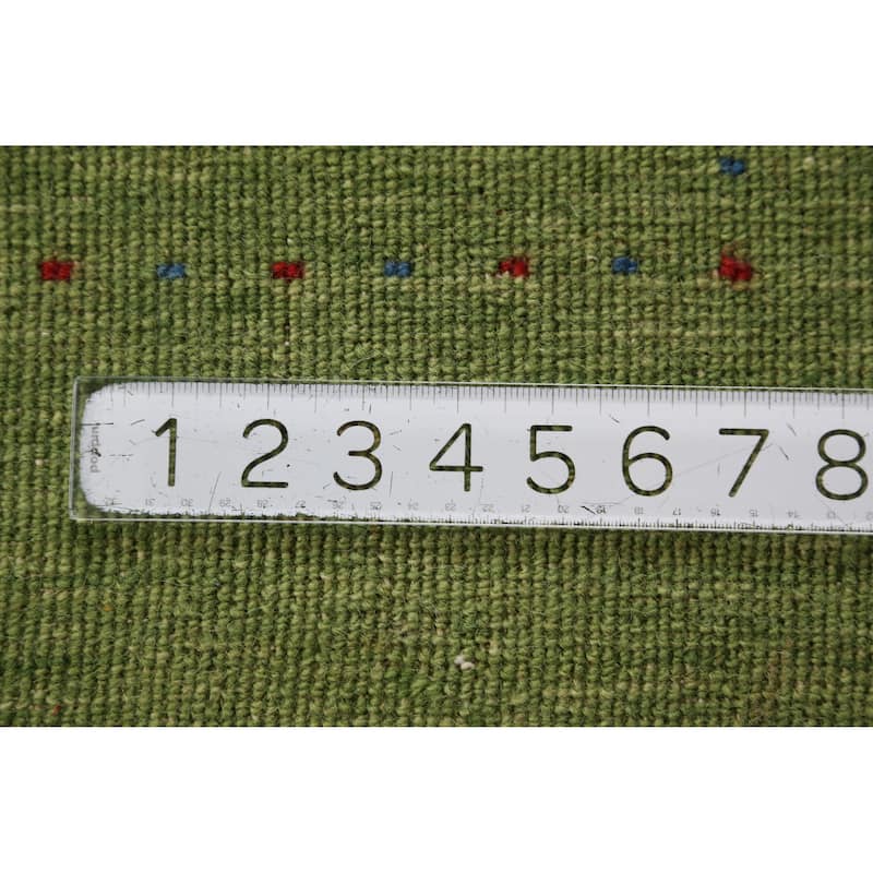 Green Gabbeh Indian Area Rug Handmade Tribal Wool Carpet - 5'2" x 7'7"
