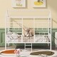 preview thumbnail 2 of 11, White Full Size Metal House Bed Frame with Slatted Support, No Box Spring Needed