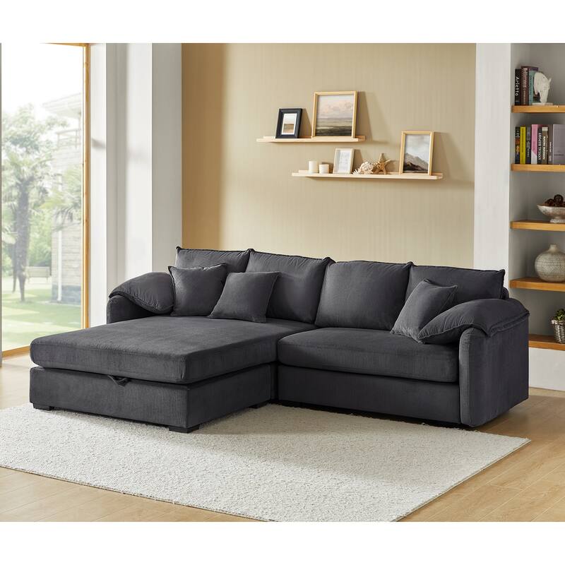 Cesare Modern 2-Piece Reversible Cushions Sectional with Storage by HULALA HOME - Charcoal