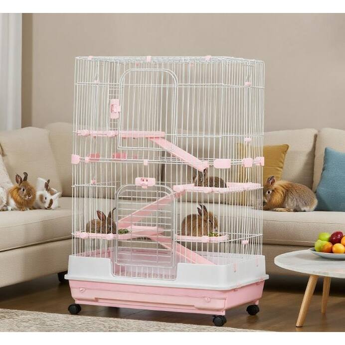 Rabbit Hut Small Animal Cage Rabbit Hutch with Wheels