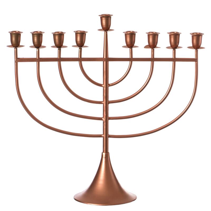 Modern Solid Metal Judaica Hanukkah Menorah 9 Branched Candelabra
