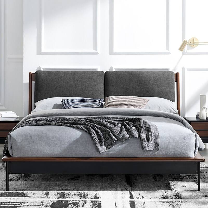 Landon King Platform Bed with Fabric, Crimson - California King