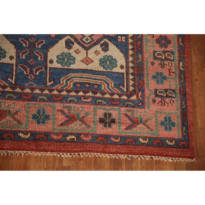 Geometric Sirjan Oriental Area Rug Hand-knotted Red Wool Carpet - 7'10"x 9'10"
