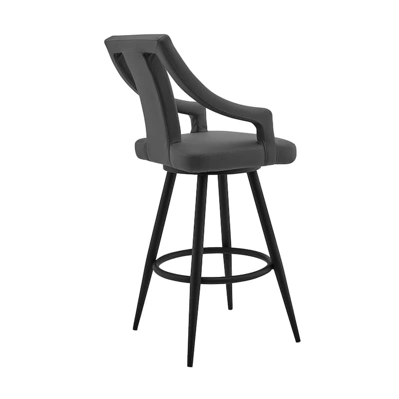 Maxen 26" Grey Faux Leather and Stainless Steel Swivel Counter Stool