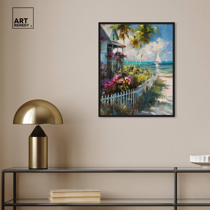 Art Remedy Local Beach House Framed Colorful Coastal 1 Piece Canvas Wall Art