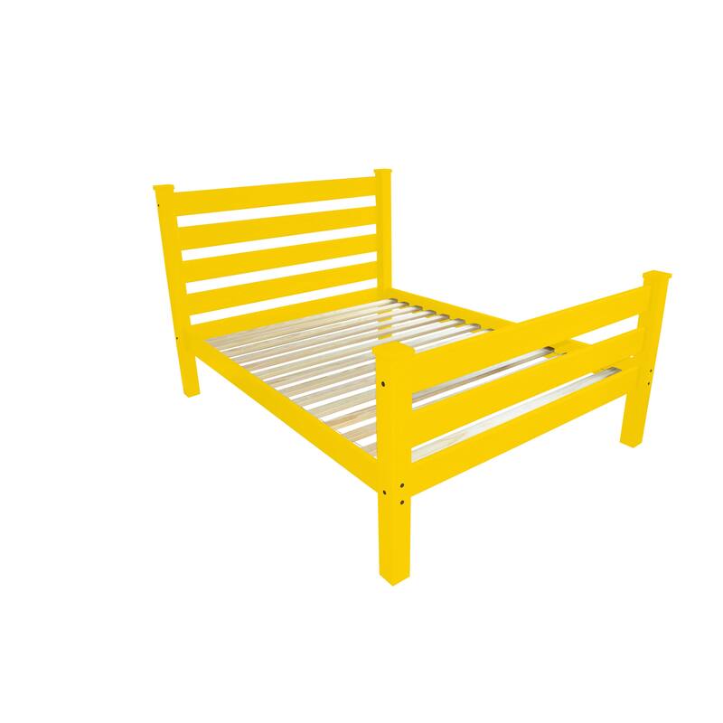 HomeRoots Yellow Solid Wood Queen Bed Frame