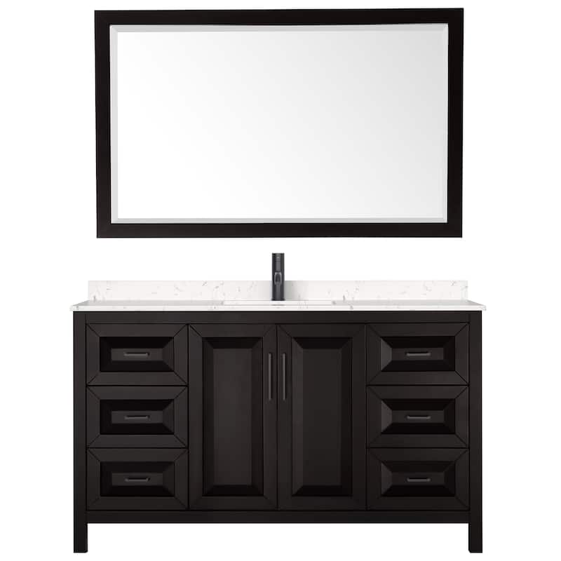Daria 60 Inch Single Vanity, Cultured Marble Top, 58 Inch Mirror
