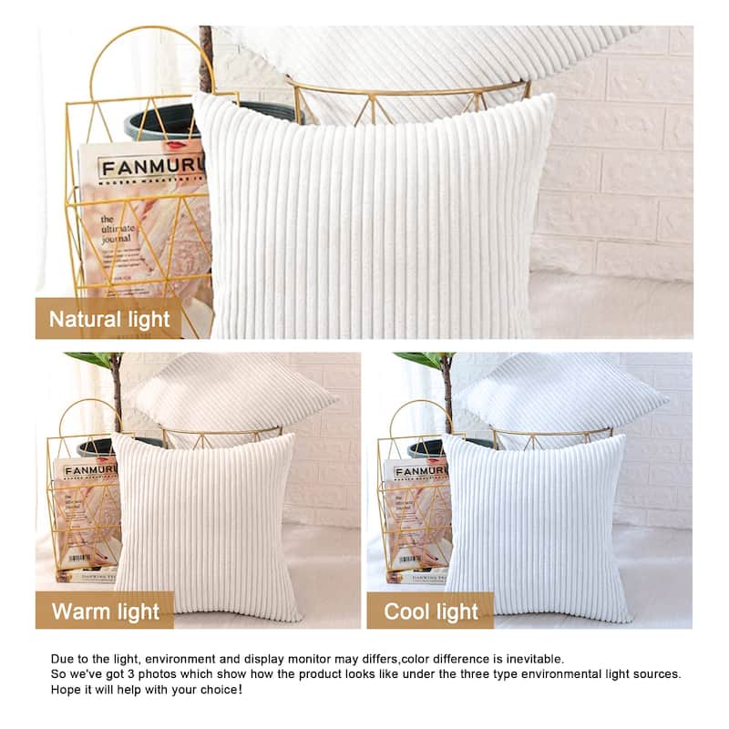 Corduroy Throw Pillow Striped Pillow for Couch Set of 2