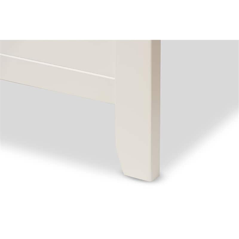 Vibes Full Size Platform Bed - Modern Bedroom Bed Frame - Butter Milk & Walnut Finish - Sturdy Low Profile Design