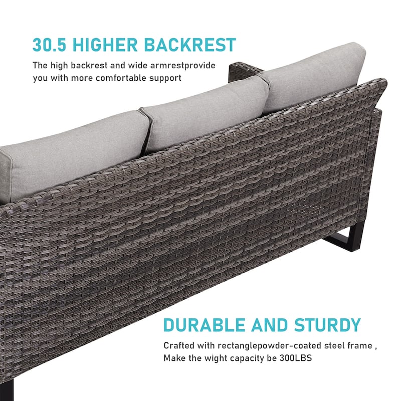 Gymojoy Outdoor Patio Sofa Rocking Chair Ottoman Set