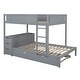 preview thumbnail 11 of 18, Full-Over-Full Bunk Bed with Twin size Trundle, Storage and Desk,with 2 USB and 2 three-holes Plugs