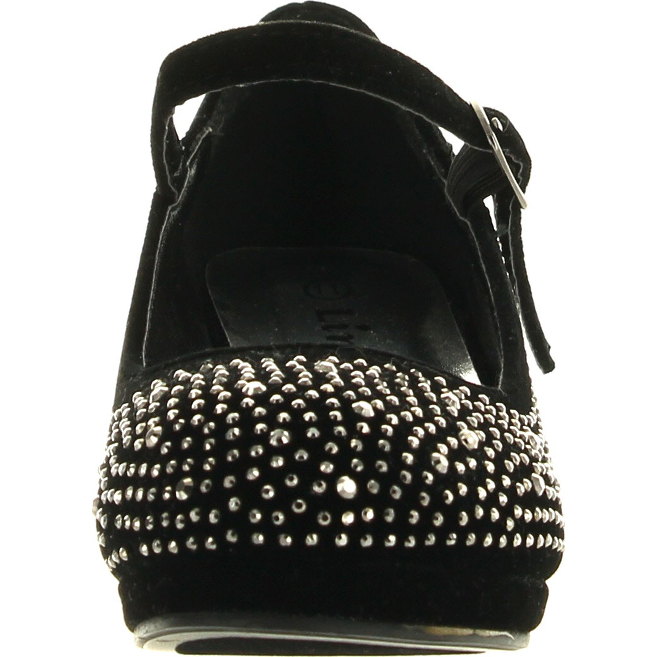 girls black leather pumps