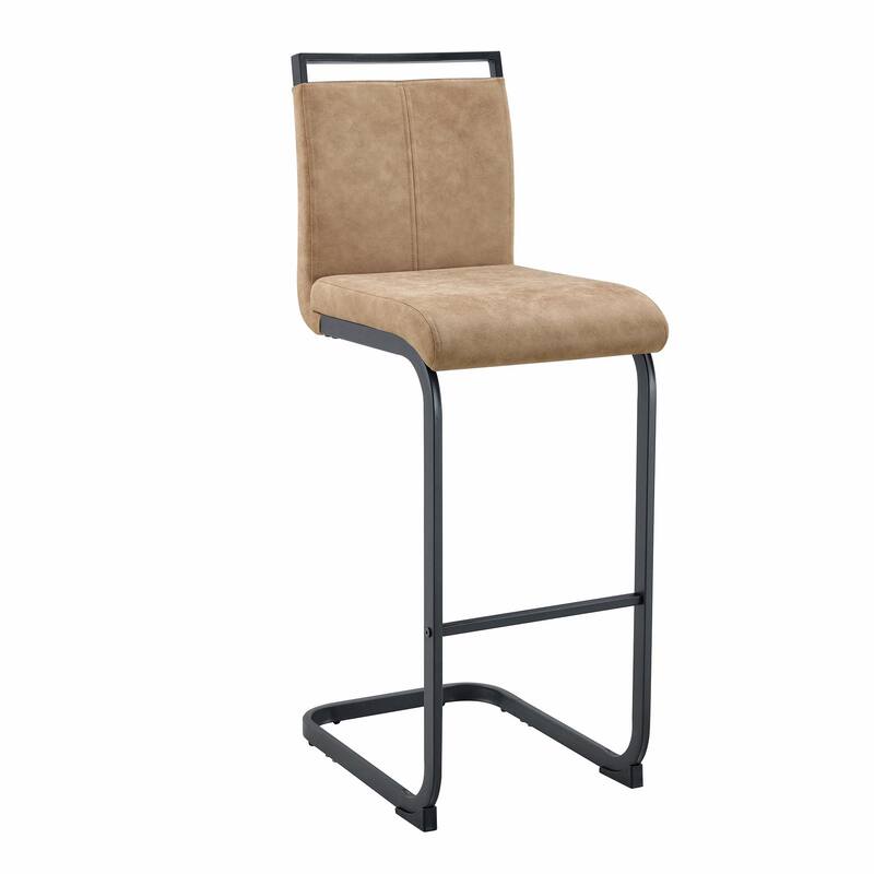 Modern 42.5" Brown Tech Fabric Bar Stools - Comfortable & Stable, Set of 2