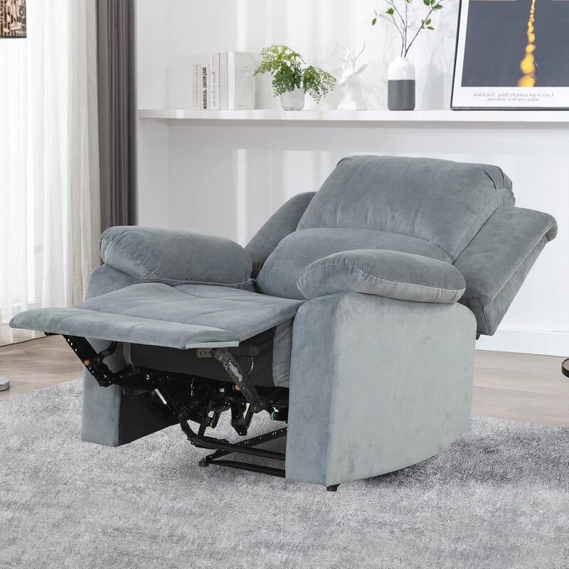 Manual Recliner Chair, Soft Fabric Overstuffed Recliner Single Sofa Chair for Living Room Bedroom