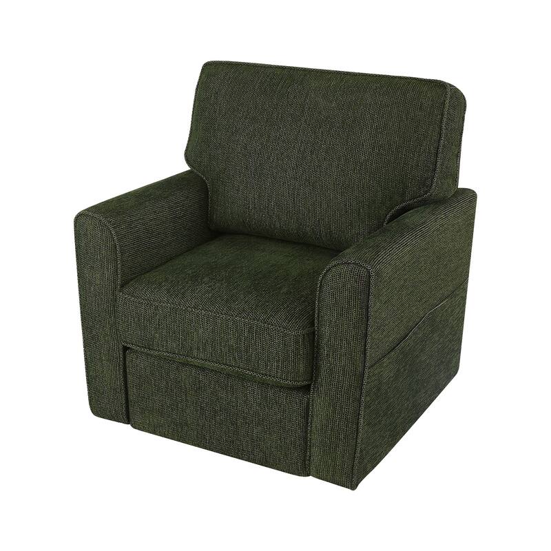 Round Lounge Chair Armchair Swivel Sofa Chair with Side Storage Pockets, Swivel Chair Accent Barrel Chair