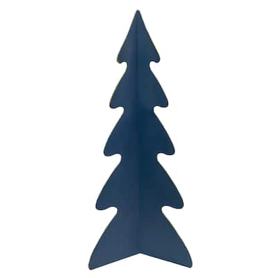 15" Blue Triangular Christmas Tree with a Curved Design Tabletop Decor
