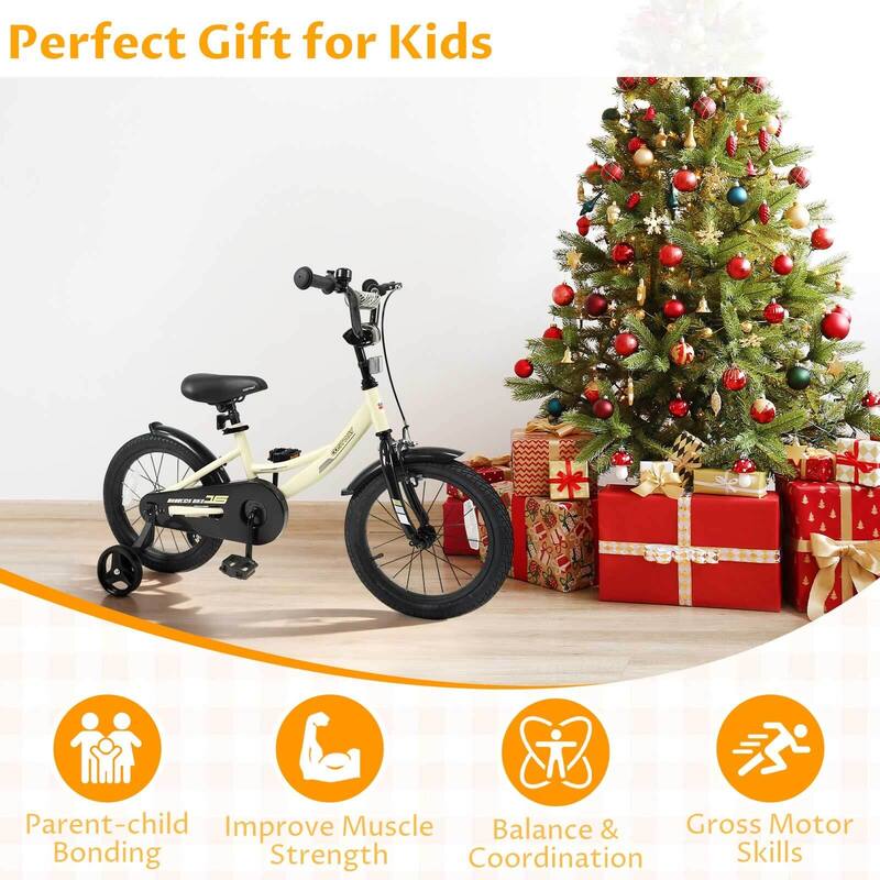 Costway 14" Kids Bike with Removable Training Wheels Adjustable Seat & - See Details