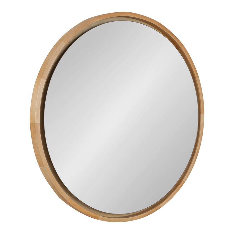 Kate and Laurel Evans Framed Round Wall Mirror - 30" Diameter - Natural