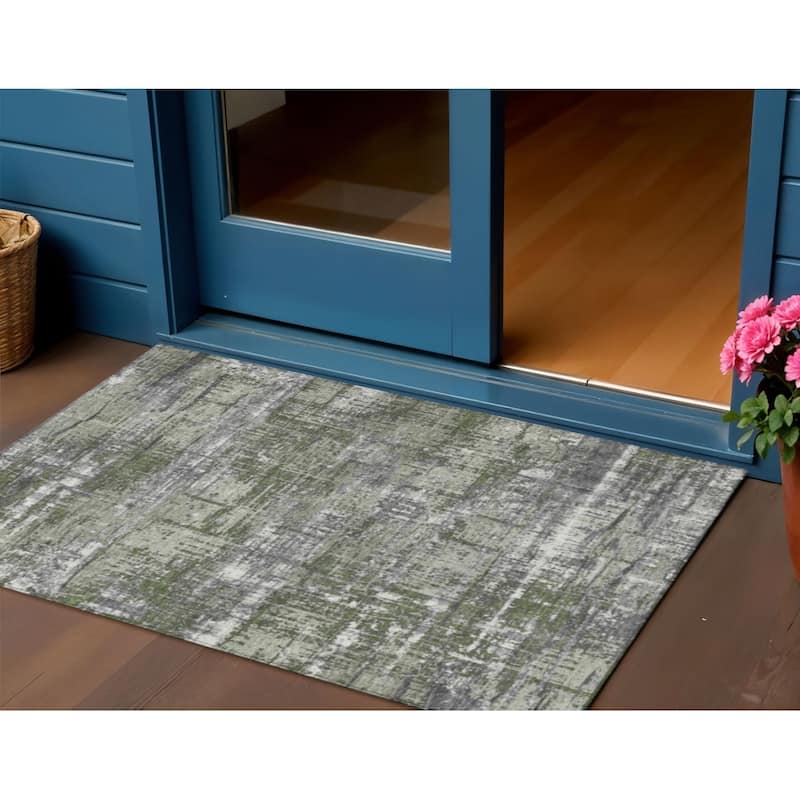 HomeRoots Geometric Transitional Rectangle Outdoor Rug - 3' x 5'