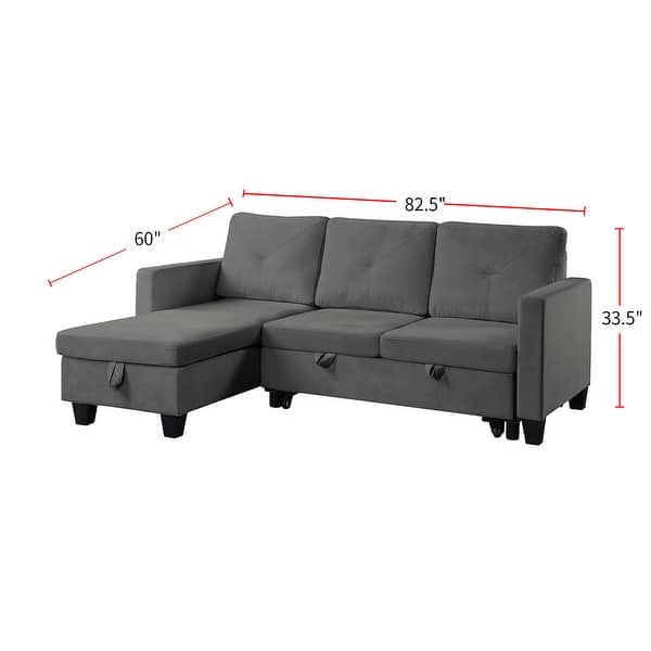 Velvet Reversible Sleeper Sectional Sofa - Bed Bath & Beyond - 34143072