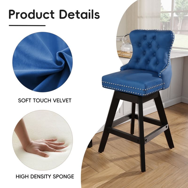 Swivel Velvet Leisure Counter Bar Stools Set of 8