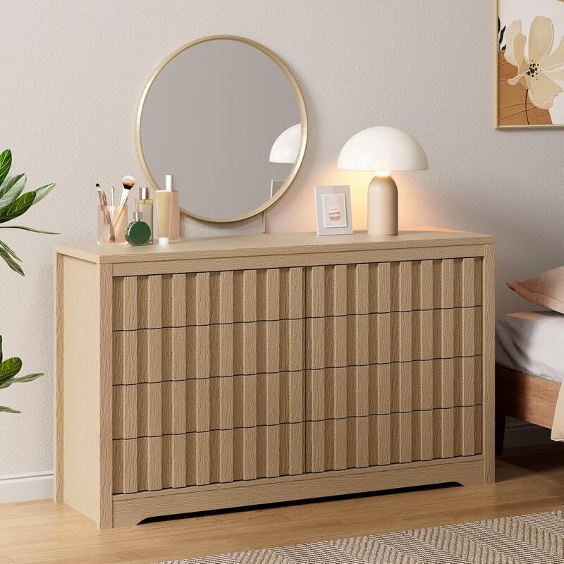 8 Drawers Fluted Modern Dresser, Versatile Chest of Drawers for Bedroom