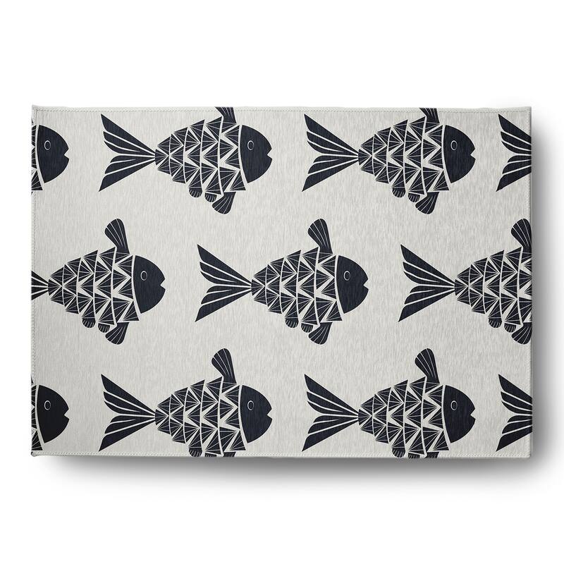 Fish Tales Nautical Chenille Rug - Shark Blue - 5' x 7'