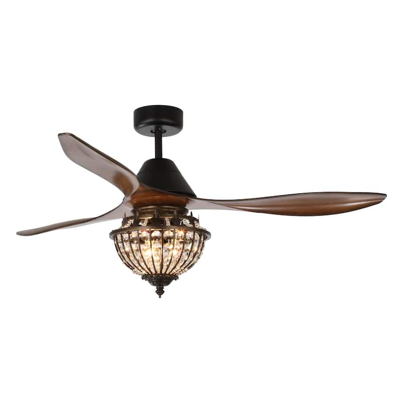 52-inch Industrial 3-Blade Crystal Ceiling Fan with Remote