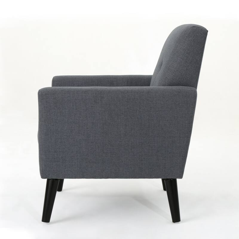 Roomfitters Modern Upholstered Club Chair with Cushioned Seat, Button-Tufted Back and Tapered Legs for Living Spaces