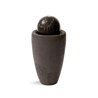 XBrand 25.98"H Modern Round Stone Textured Sphere Water Fountain w/LED Lights, For Indoor/Outdoor, Ball Water Fountain