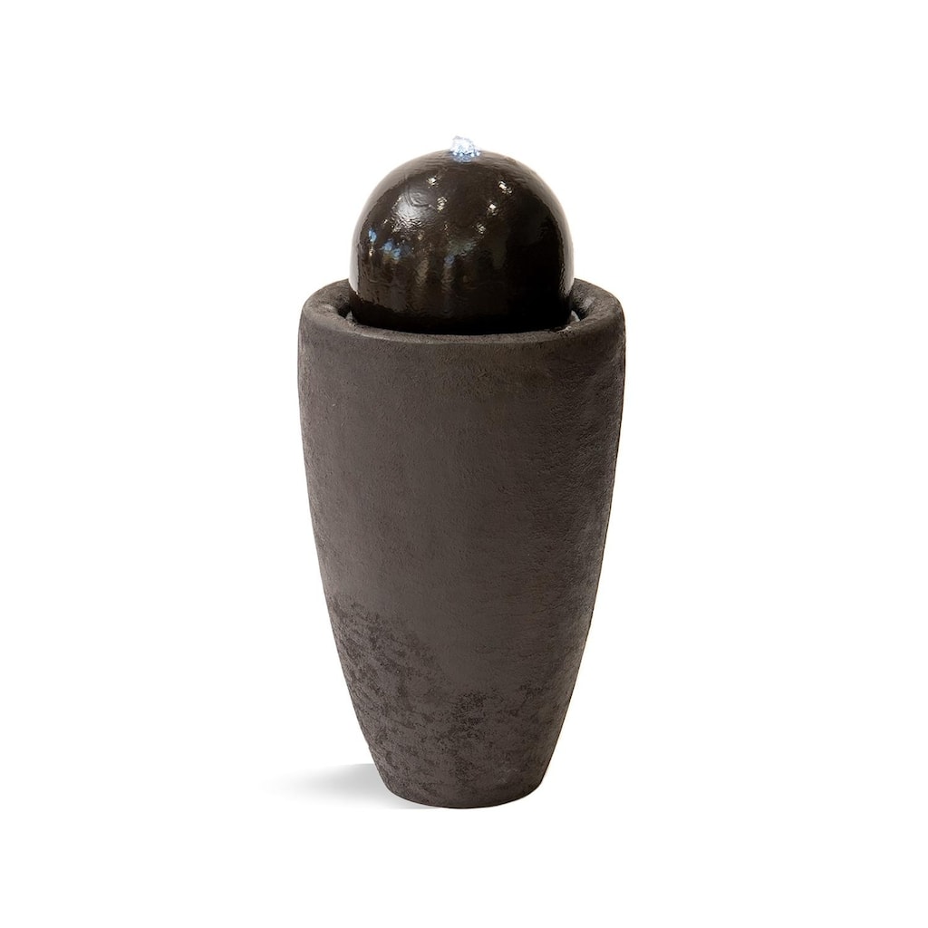 XBrand 25.98"H Modern Round Stone Textured Sphere Water Fountain w/LED Lights, For Indoor/Outdoor, Ball Water Fountain