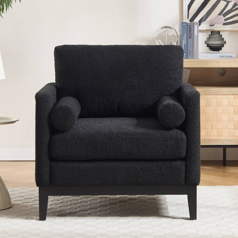 35.4"W Modern Reading Chair Set of 2,Upholstered Accent Chair with Pillows and Wood Legs