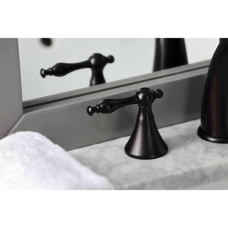Kingston Brass Naples Deck Mount Widespread Bathroom Faucet with Brass Pop-Up