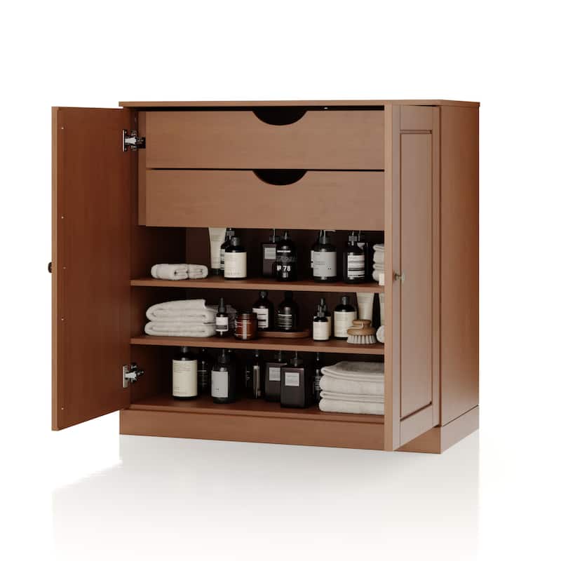 Palace Imports 100% Solid Wood 32" Bathroom Cabinet with Solid Doors, 2-Drawers and Adjustable Shelves